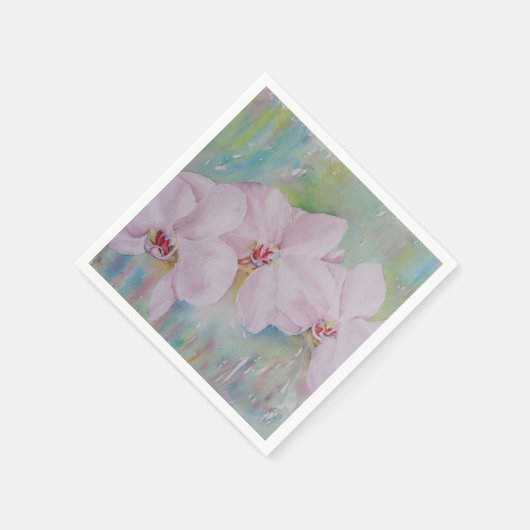 DRIE WITTE ORCHIDEN PAPIERNAPKINS SERVETTEN (Hoek)