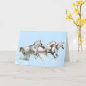 DRIE WITTE PAARDEN IN DE SNEEUW KAART (Gele Bloem)