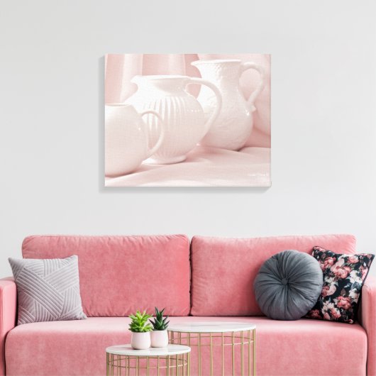 Drie witte pareldoek canvas afdruk (Insitu (Woonkamer))