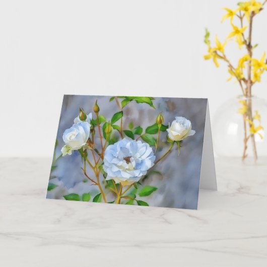 Drie witte rozen Art Note Kaart (Gele Bloem)