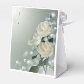 Drie witte rozen/gouden trim bedankdoosjes (Achterkant)