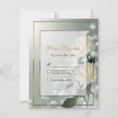 Drie witte rozen/gouden trim bedankkaart (Achterkant)