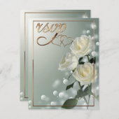 Drie witte rozen/gouden trim bedankkaart (Voorkant / Achterkant)