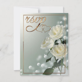 Drie witte rozen/gouden trim bedankkaart