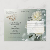 Drie witte rozen/gouden trim briefkaart (Achterkant)