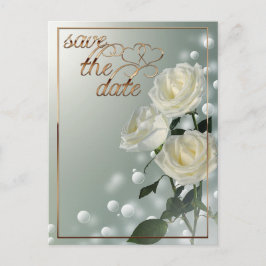 Drie witte rozen/gouden trim briefkaart
