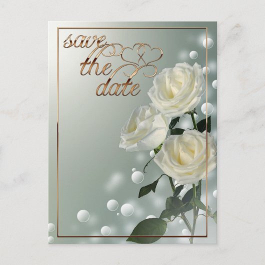 Drie witte rozen/gouden trim briefkaart (Voorkant)