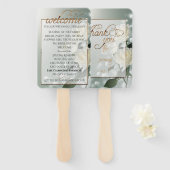 Drie witte rozen/gouden trim handwaaier (Voorkant en achterkant)