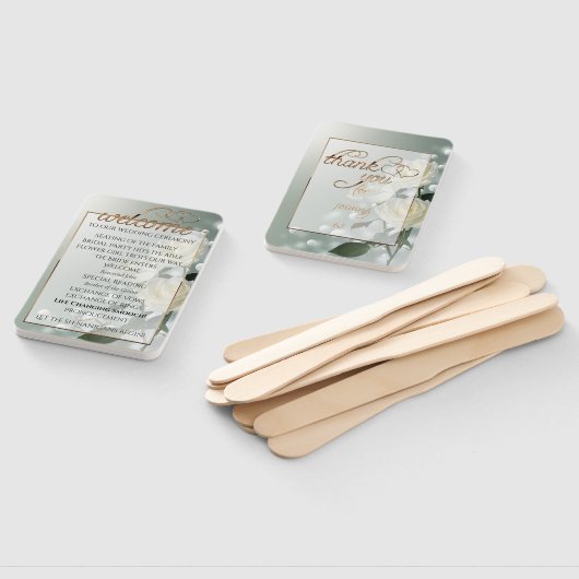 Drie witte rozen/gouden trim handwaaier (Niet-gemonteerd)