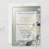 Drie witte rozen/gouden trim kaart (Achterkant)