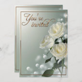 Drie witte rozen/gouden trim kaart (Voorkant / Achterkant)