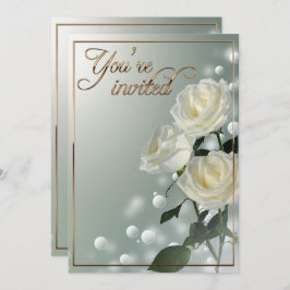 Drie witte rozen/gouden trim kaart