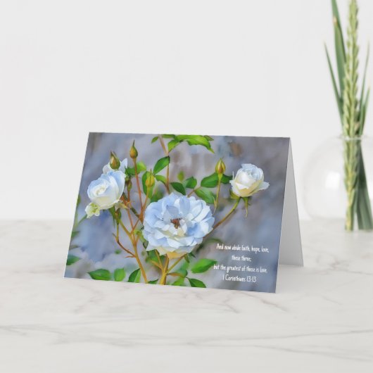 Drie Witte Rozen Kunst Bijbelverzen Gedachten Kaart (Voorkant)