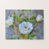 Drie Witte Rozen Roos Tuin Kunst Puzzel (Horizontaal)