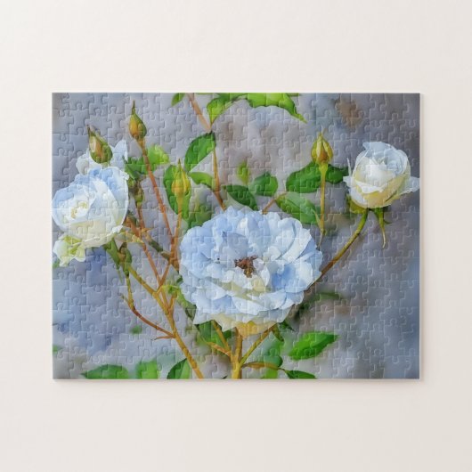 Drie Witte Rozen Roos Tuin Kunst Puzzel Legpuzzel (Horizontaal)