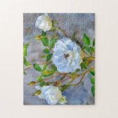 Drie Witte Rozen Roos Tuin Kunst Puzzel Legpuzzel (Verticaal)