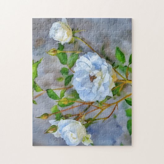 Drie Witte Rozen Roos Tuin Kunst Puzzel Legpuzzel (Verticaal)
