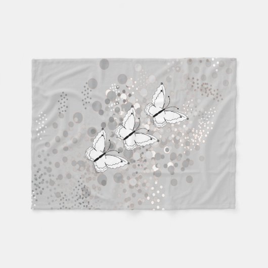 Drie witte vlinders fleece deken (Voorkant (Horizontaal))
