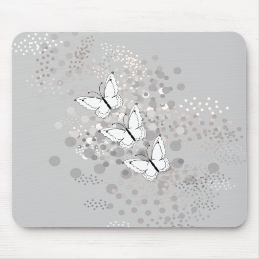 Drie witte vlinders muismat (Voorkant)