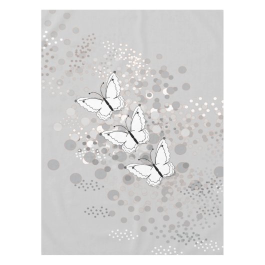 Drie witte vlinders tafelkleed (Voorkant)