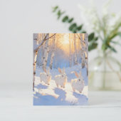 Drie Witte Winterkonijnen Briefkaart (Staand voorkant)