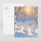 Drie Witte Winterkonijnen Briefkaart (Voorkant / Achterkant)