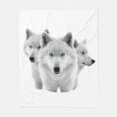 Drie Witte Wolven Fleece Deken (Voorkant)