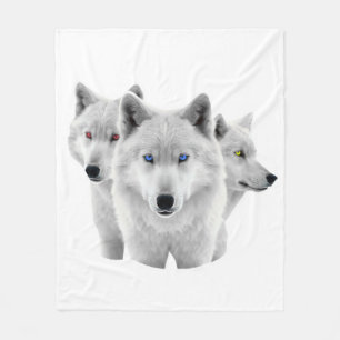Drie Witte Wolven Fleece Deken