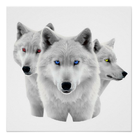 Drie witte wolven perfect poster (Voorkant)