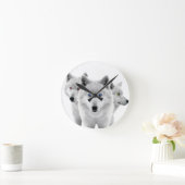 Drie witte wolven ronde klok (Huis)