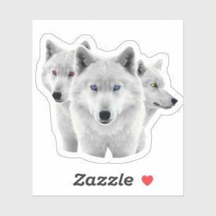 Drie witte wolven sticker