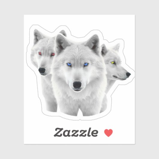 Drie witte wolven sticker (Vel)