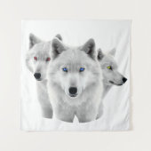 Drie witte wolven wandkleed (Voorkant)
