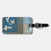 Drie witte zeegarren die over het water vliegen bagagelabel (Voorkant horizontaal)