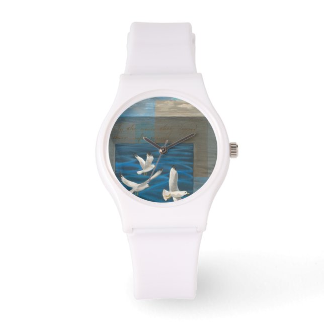 Drie witte zeegarren die over het water vliegen horloge (Voorkant)