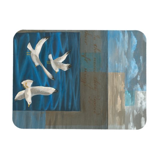 Drie witte zeegarren die over het water vliegen magneet (Horizontaal)