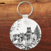 Drie Wolf Illustration Sleutelhanger (Voorkant)