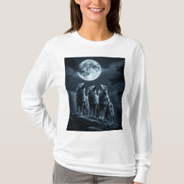 Drie wolven die huilen naar de volle maan - Drie W T-shirt