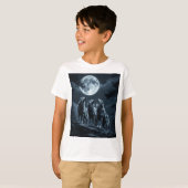 Drie wolven die huilen naar de volle maan - Drie W T-shirt (Voorkant volledig)
