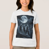 Drie wolven die huilen naar de volle maan - Drie W Tri-Blend Shirt (Voorkant)