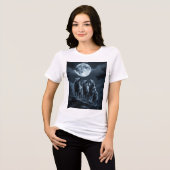 Drie wolven die huilen naar de volle maan - Drie W Tri-Blend Shirt (Voorkant volledig)