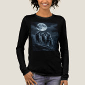 Drie wolven die huilen naar de volle maan - Drie W Tri-Blend Shirt (Voorkant)