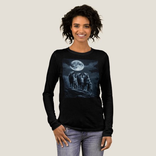 Drie wolven die huilen naar de volle maan - Drie W Tri-Blend Shirt (Voorkant)