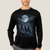 Drie wolven die huilen naar de volle maan - Drie W Tri-Blend Shirt (Voorkant volledig)
