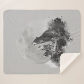 Drie Wolven die naar de Maan Grafische Kunst luist Sherpa Deken (Voorkant (horizontaal))