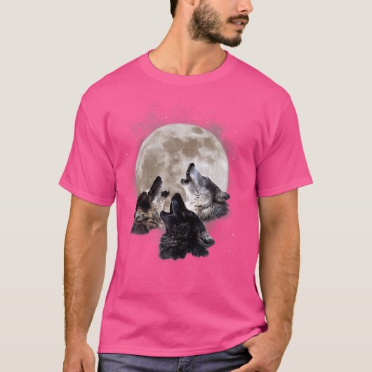 Drie wolven die naar de moonwolk lopen t-shirt (Voorkant)