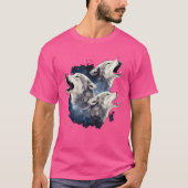 Drie wolven die naar de moonwolk lopen t-shirt (Voorkant)
