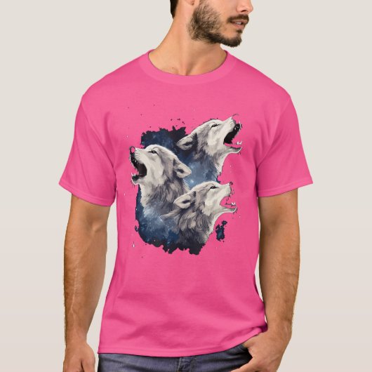 Drie wolven die naar de moonwolk lopen t-shirt (Voorkant)