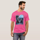 Drie wolven die onder Icy Full Moon Gray Wolf vall T-shirt (Voorkant volledig)