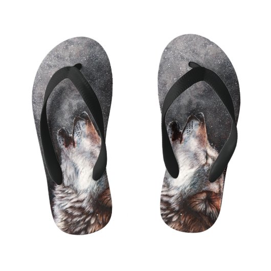 Drie Wolven Howling Kinder Teenslippers (Voetbed)